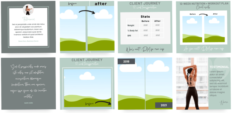 Nutrition before and after templates